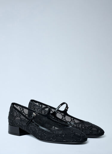 Gucci Embellished GG Ballerina Flats Black guc0261063