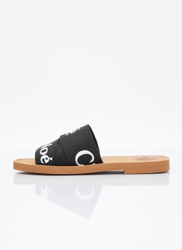 Chloé Logo Print Slides Black chl0255039