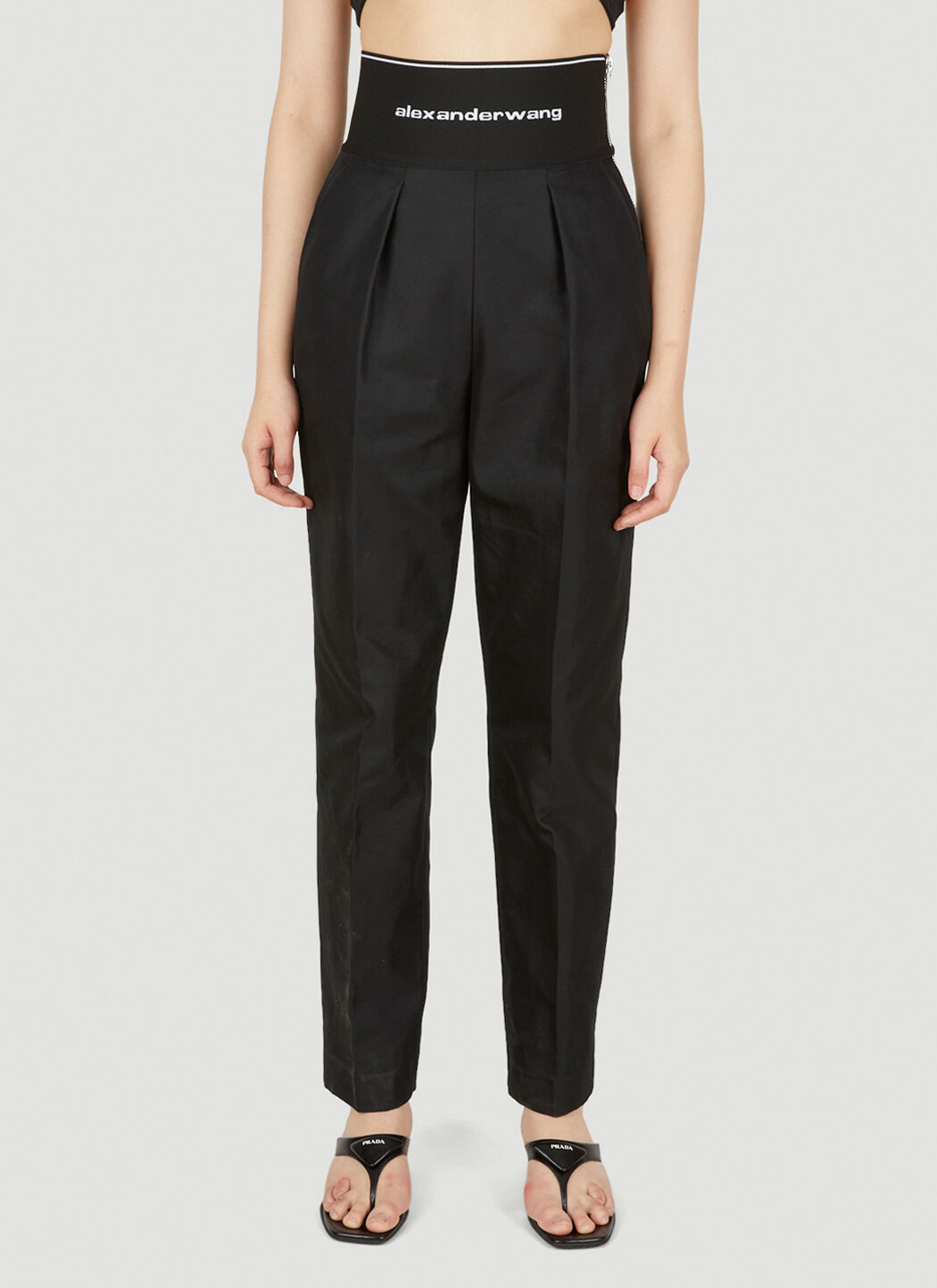 Alexander Wang Logo Waistband Pants in Black LN CC