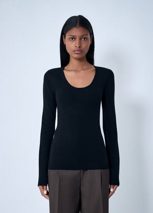 TOTEME Merino Knit Sweater Black tot0263012