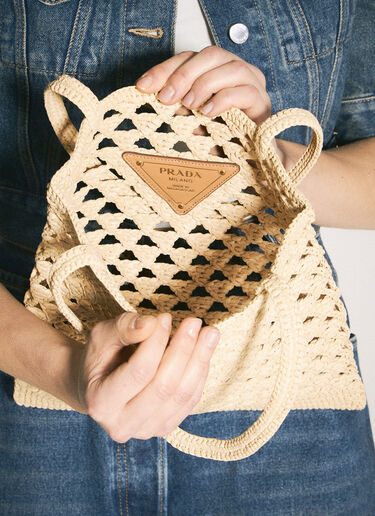 Prada Crochet Tote Bag Beige pra0260032