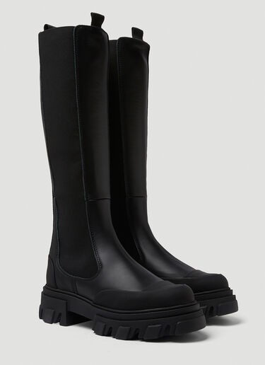 GANNI Knee Chelsea Boots Black gan0249051