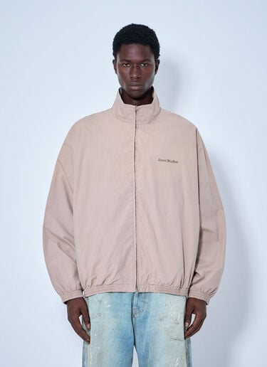 LN-CC® - Acne Studios: Logo Printed Zip-Up Jacket - Beige Acne Studios Logo Printed Zip-Up Jacket Beige acn0365002