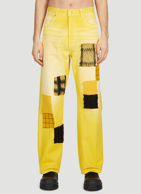 Marni Mohair Patchwork Pants Blue mni0154011
