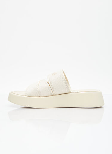 Chloé Logo Embroidery Platform Slides Beige chl0255038