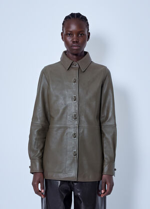 RÓHE Leather Pankou Closure Overshirt Green roe0266017