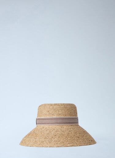 Miu Miu 로고 밴드가 있는 짜임모자 베이지 miu0264025