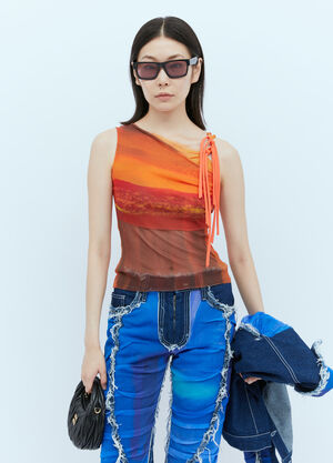 Paula Canovas del Vas Cut-Out Sleeveless Mesh Top Orange pcd0254005