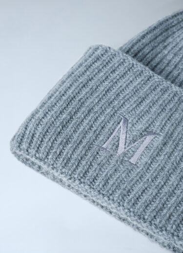 Logo Motif Beanie Hat Max Mara Logo Motif Beanie Hat Light Grey max0262035