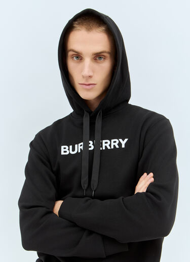 Burberry 로고 아플리케 후드티셔츠 블랙 bur0155025