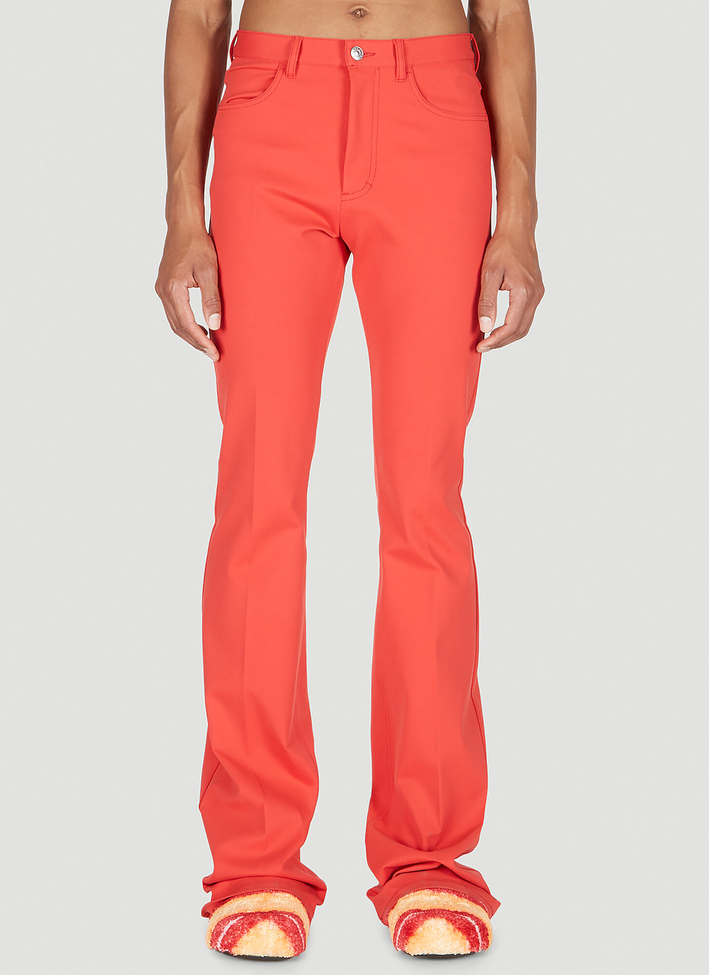 Shop Marni Fitted Flare Pants In Red