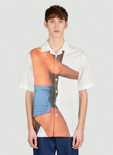 JW Anderson Profile Print Short-Sleeve Shirt Beige jwa0154013