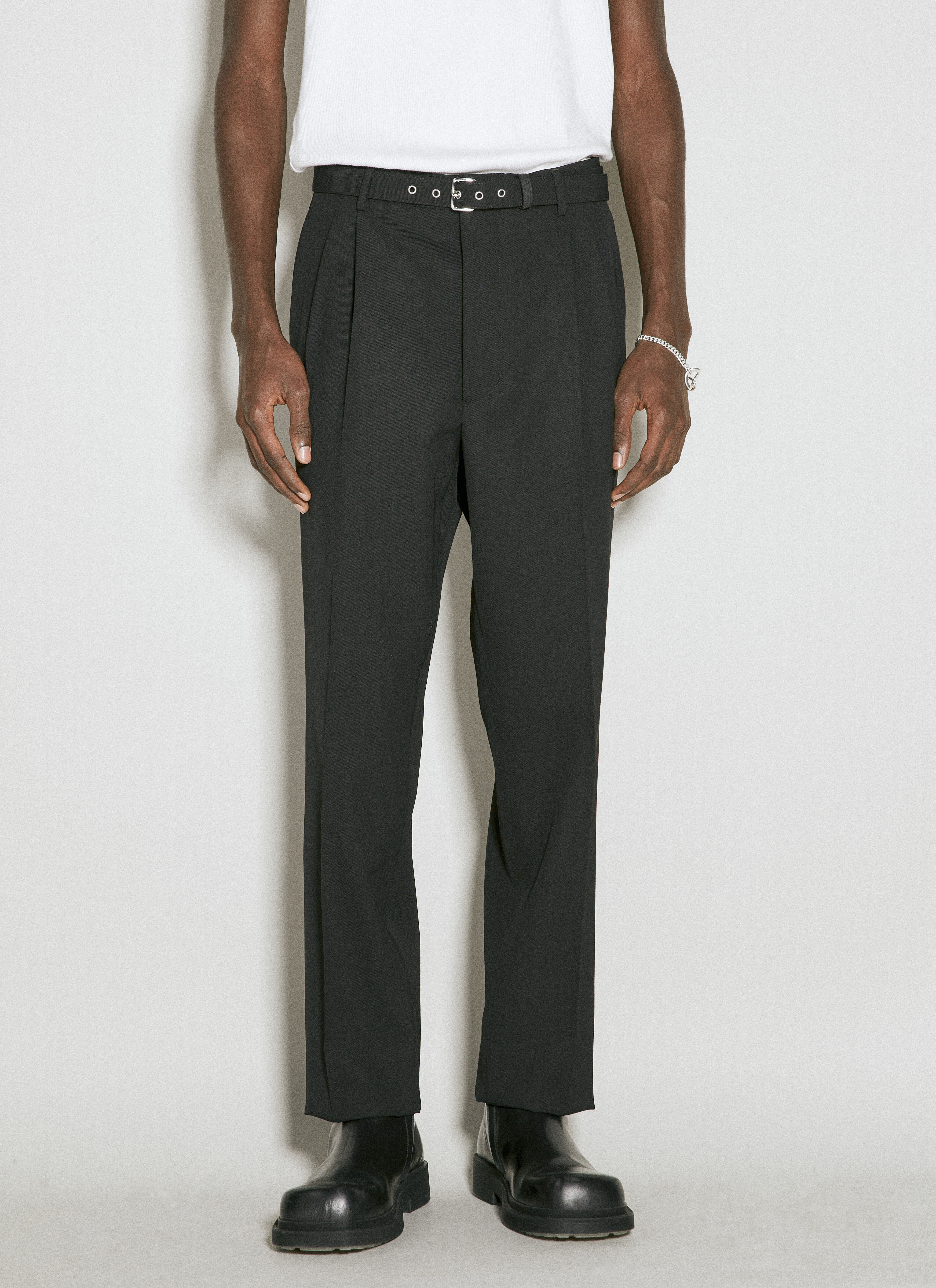 Prada Men s Belted Wool Pants in Black LN CC