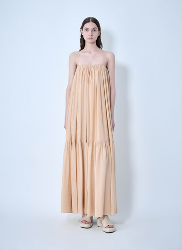 Chloé Silk Long Dress Beige chl0263050