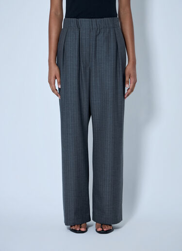 LN-CC® - Jil Sander: Pinstripe Wide-Leg Trousers - Grey Jil Sander Pinstripe Wide-Leg Trousers Grey jil0265009