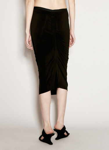 Shrimp Ruched Midi Skirt Rick Owens Shrimp Ruched Midi Skirt Black ric0255005