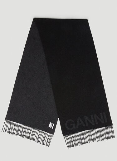 GANNI Fringed Scarf Black gan0253052