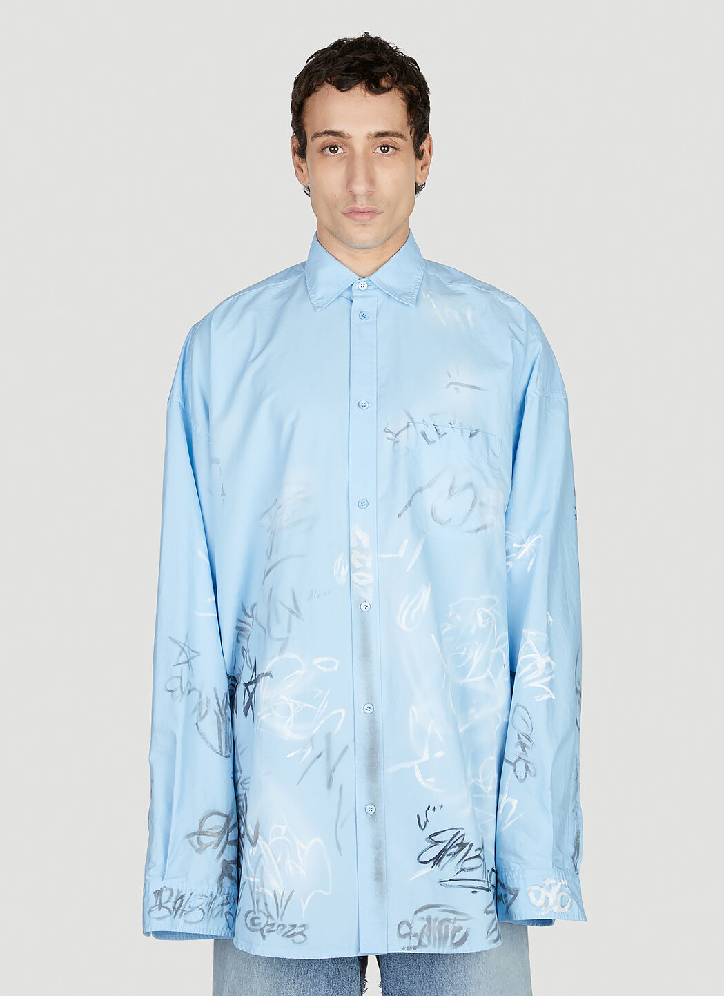 Balenciaga Graffiti Shirt Blue LN CC