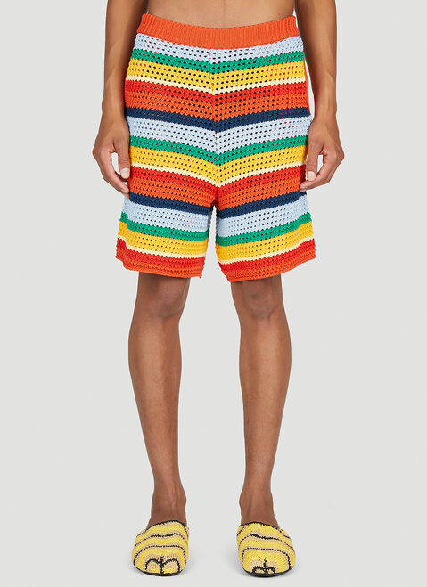 Thom Browne Stripe Knit Shorts Khaki thb0152011