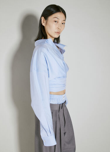 Cropped Wrapped Shirt Alexander Wang Cropped Wrapped Shirt Blue awg0253058
