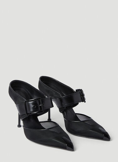 Alexander McQueen Punk Buckle High Heel Mules Black amq0252010