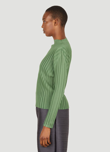 Pleats Please Issey Miyake Plissé Long Sleeve Top Green plp0251002