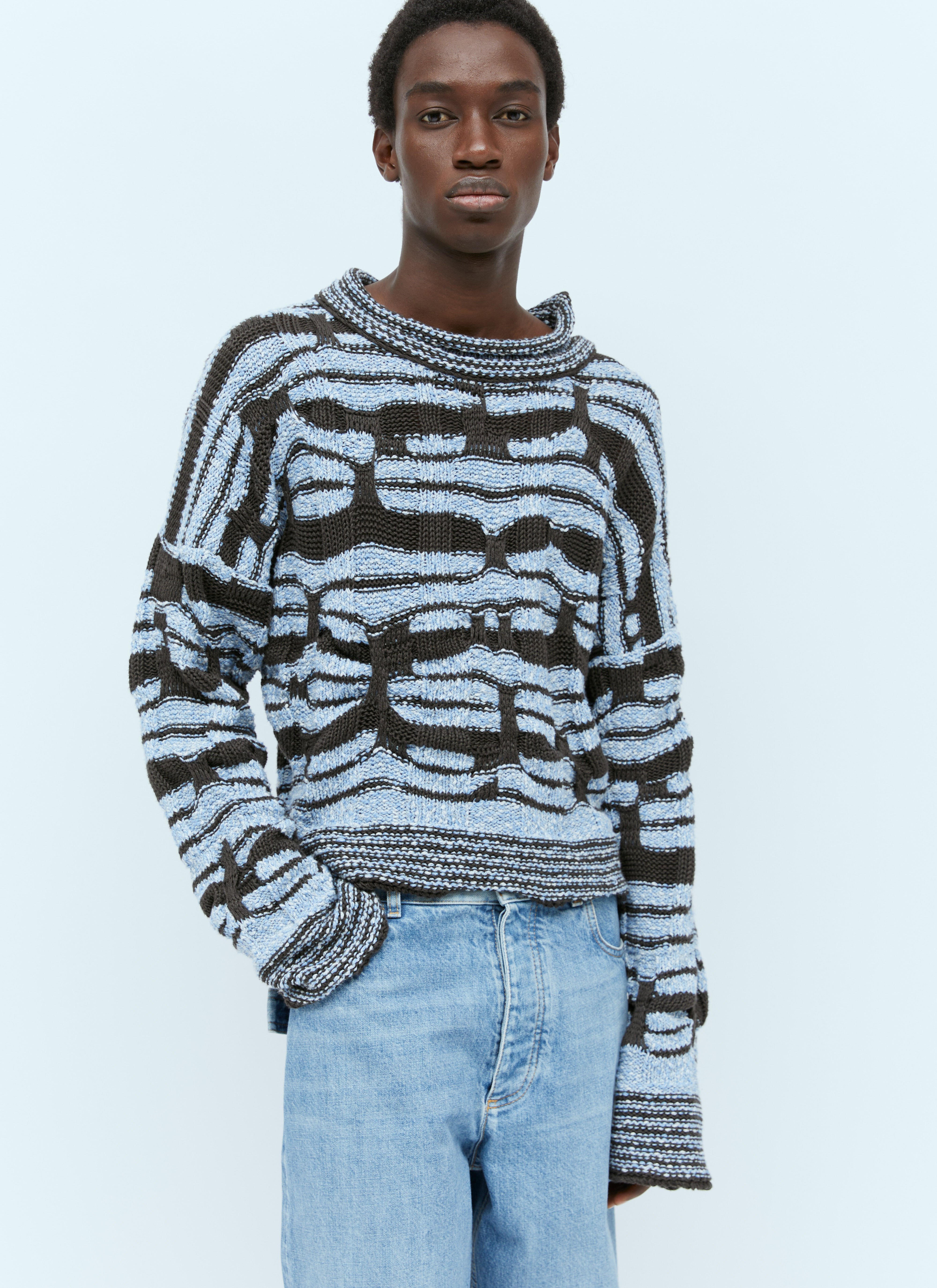 Acne Studios Distorted Stripe Cotton Sweater Beige acn0156039