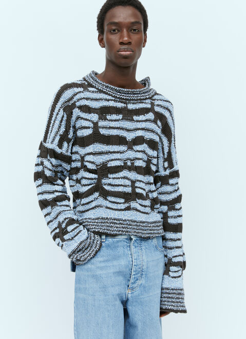 Bottega Veneta Distorted Stripe Cotton Sweater Beige bov0156007