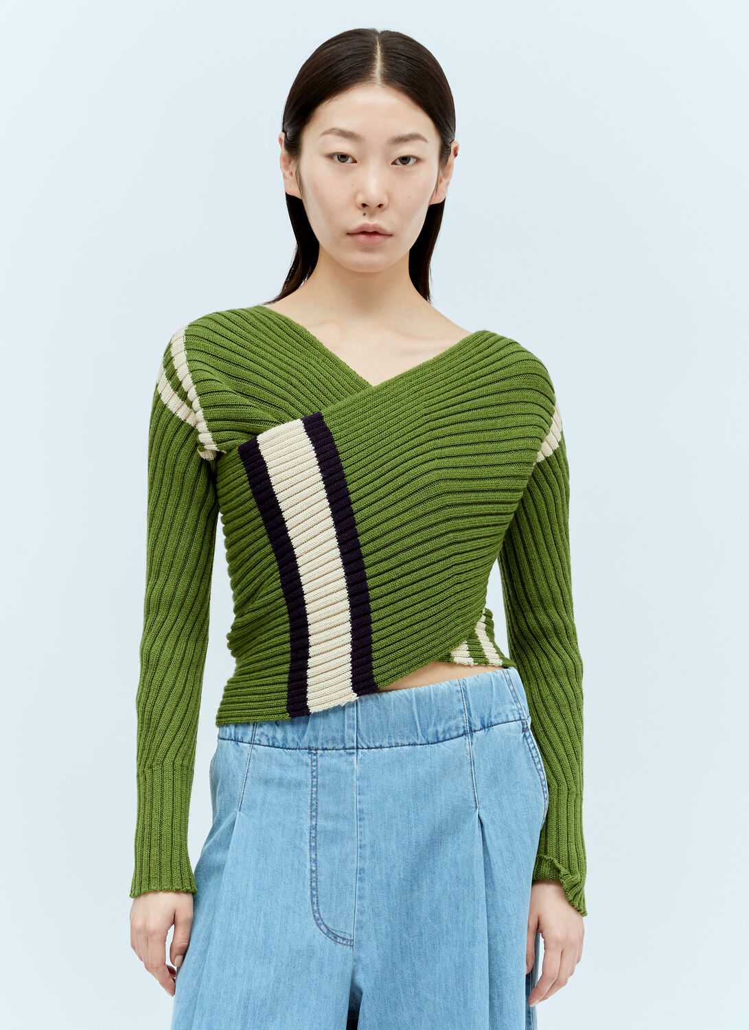 Dries Van Noten Twisted Knit Sweater In Green
