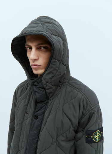 Stone Island キルティング コンパスパッチ コート グレー sto0154011