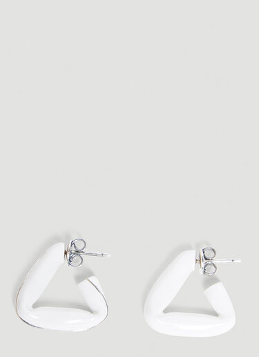 Bottega Veneta Gold-Plated Enamel Triangle Earrings Beige bov0245084