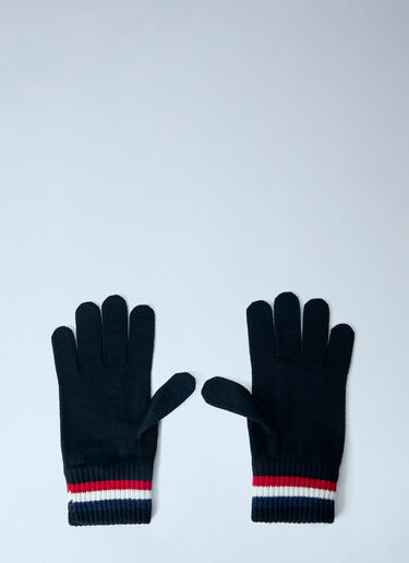 LN-CC® - Moncler: Knit Gloves with Logo Patch - Black Moncler Knit Gloves with Logo Patch Black mon0166038