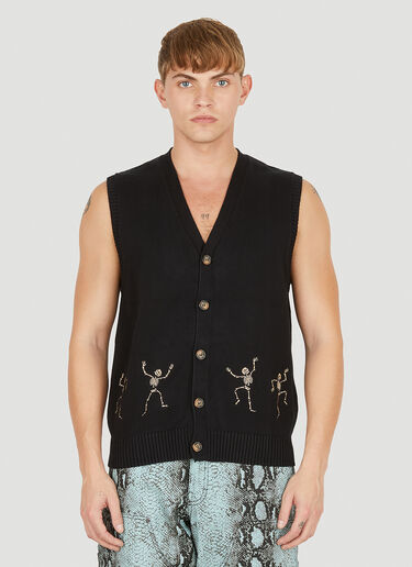 Pleasures Unisex Bones Cardigan Vest in Black | LN-CC®