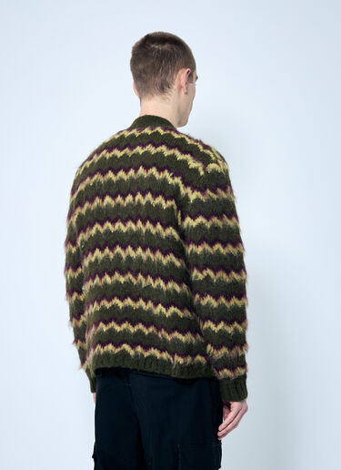 Brain Dead Zig Zag Striped Cardigan Green bra0158009