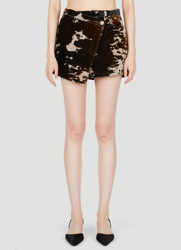 Acne Studios 丝绒奶牛印花迷你半身裙 棕色 acn0254026