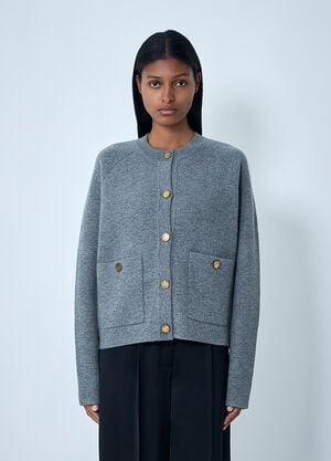 TOTEME Hammered-Buttons Cardigan Grey tot0262034
