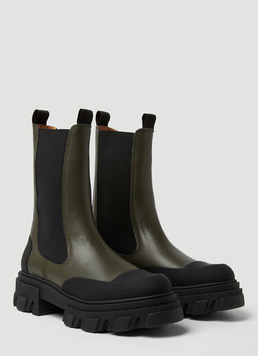 GANNI Chunky Chelsea Boots Green gan0250063