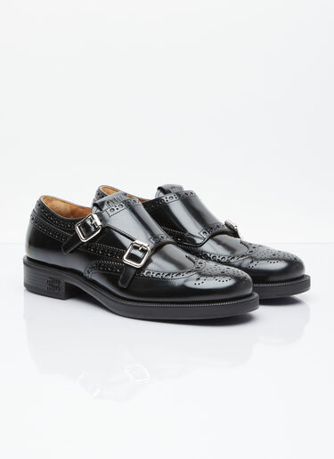 Miu Miu x Church's Brushed Leather Double Monk Brogue Shoes Black miu0254032