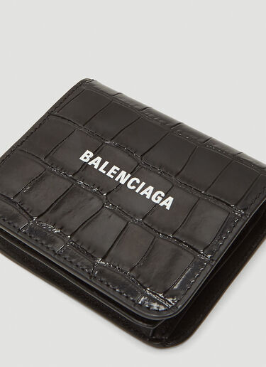 Balenciaga Cash Flap Croc-Embossed Wallet Black bal0243076