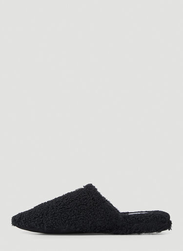 Thom Browne Logo Tab Shearling Slippers Black thb0150016