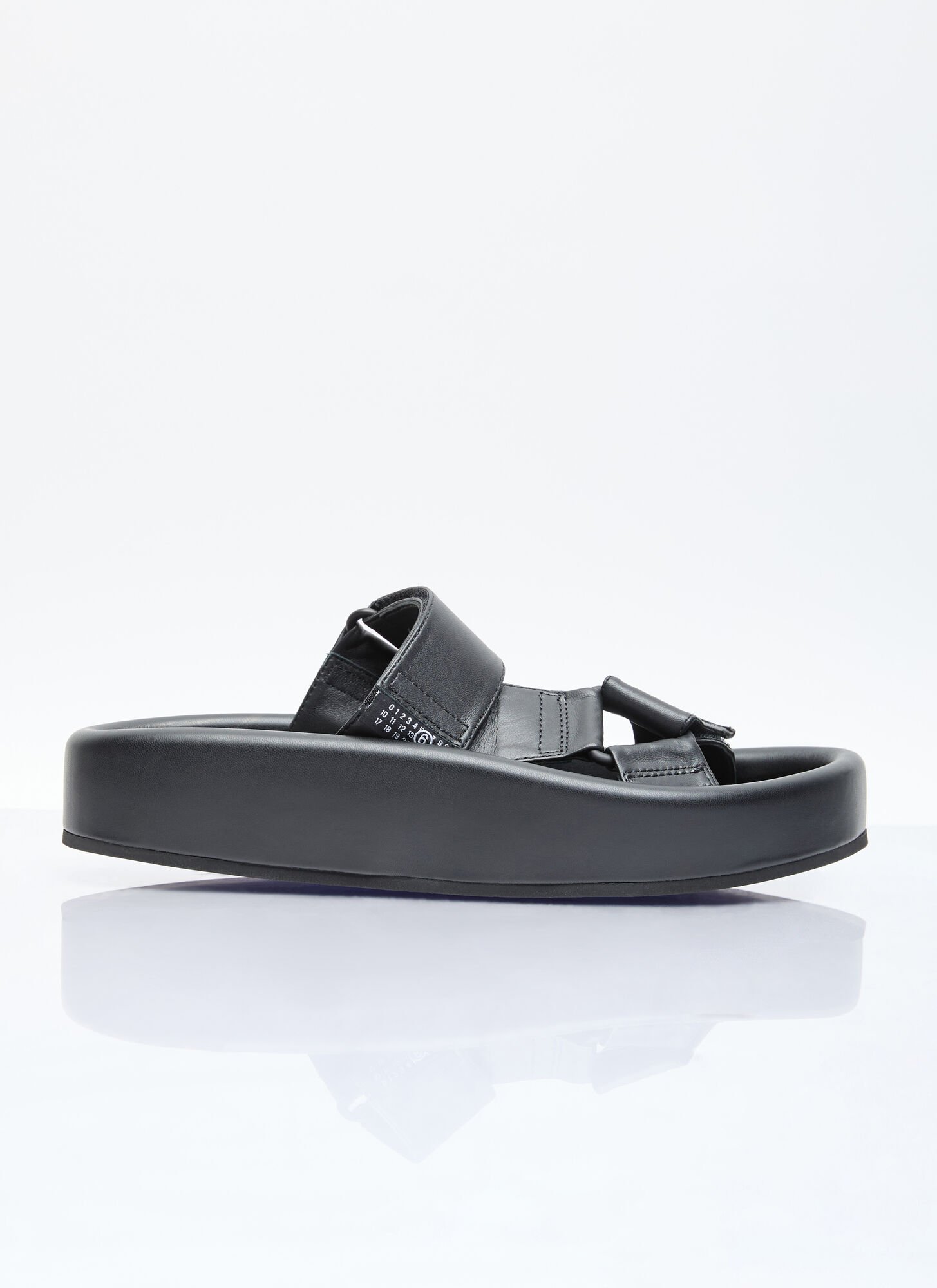Shop Mm6 Maison Margiela Webbing Slip-on Platform Sandals In Black