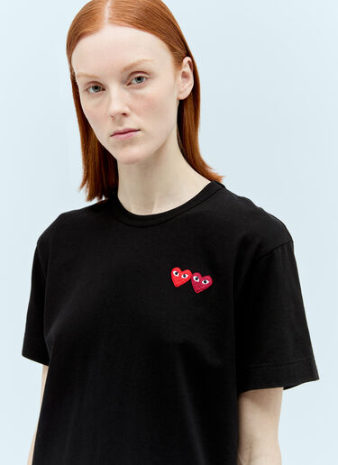 Comme Des Garçons PLAY Double Heart Logo Patch T-Shirt Black cpl0355019