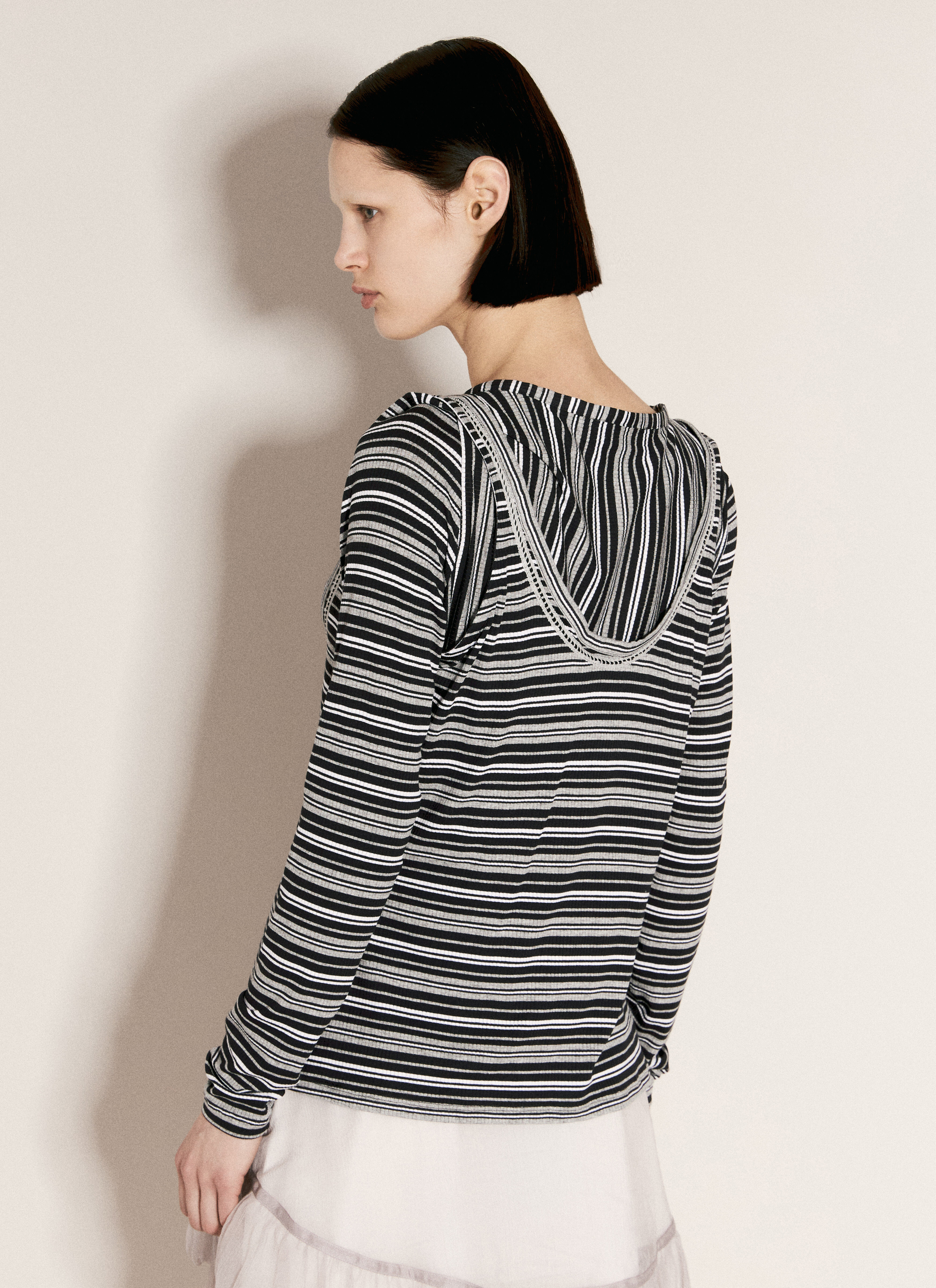 Kiko Kostadinov Women's' Double Jersey Striped Top in Black | LN-CC®