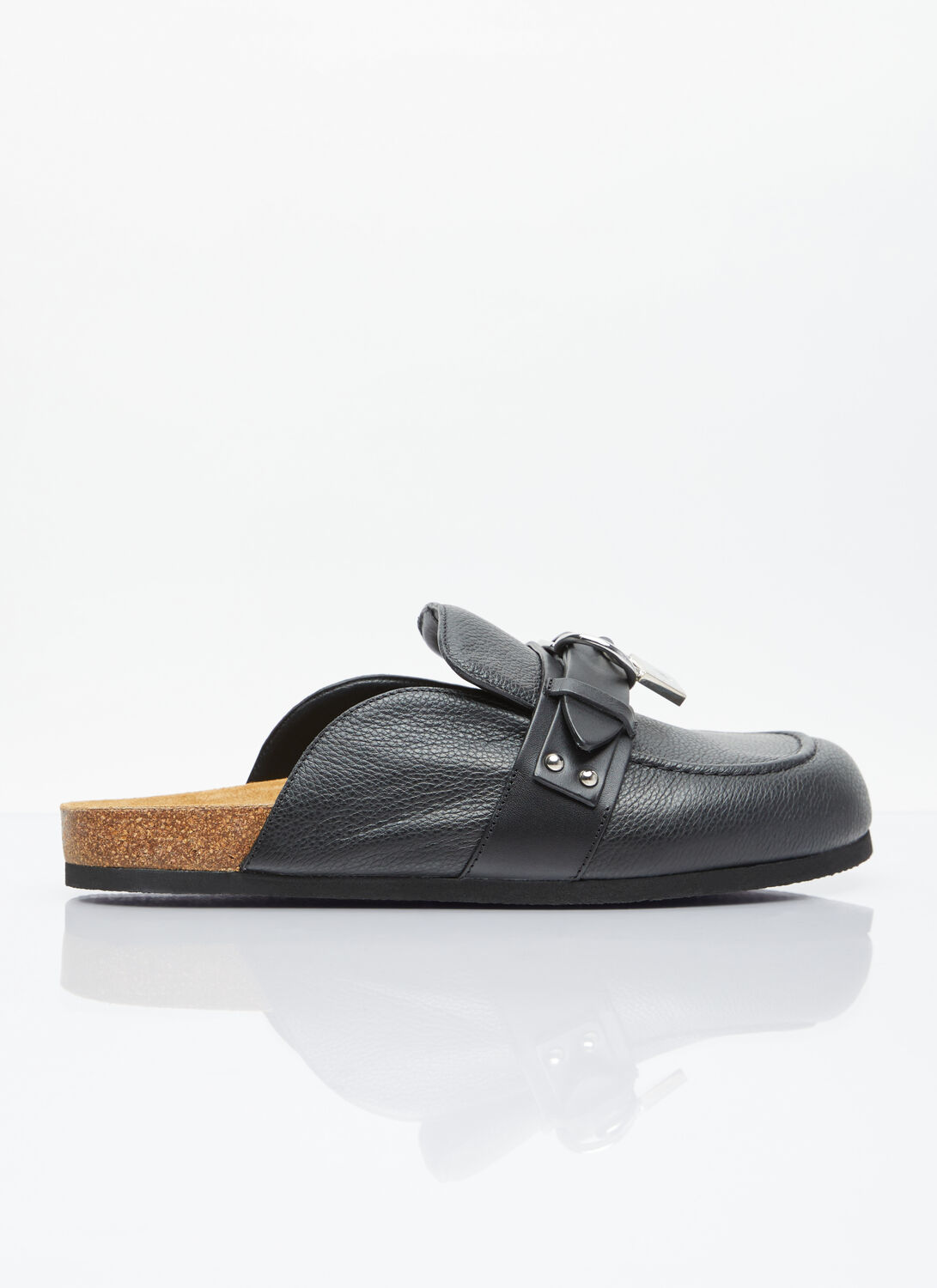 Jw Anderson Padlock Loafer Leather Mules In Black