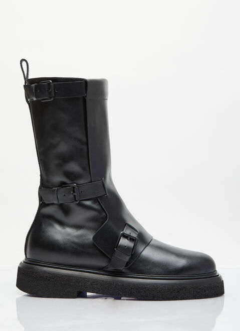Isa Boulder Leather Biker Boots Black isa0254007