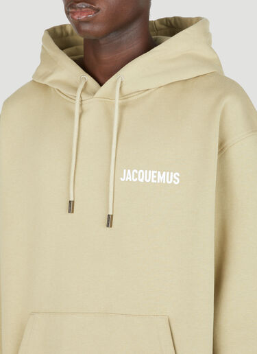 Jacquemus Logo Print Hooded Sweatshirt Khaki jac0154017