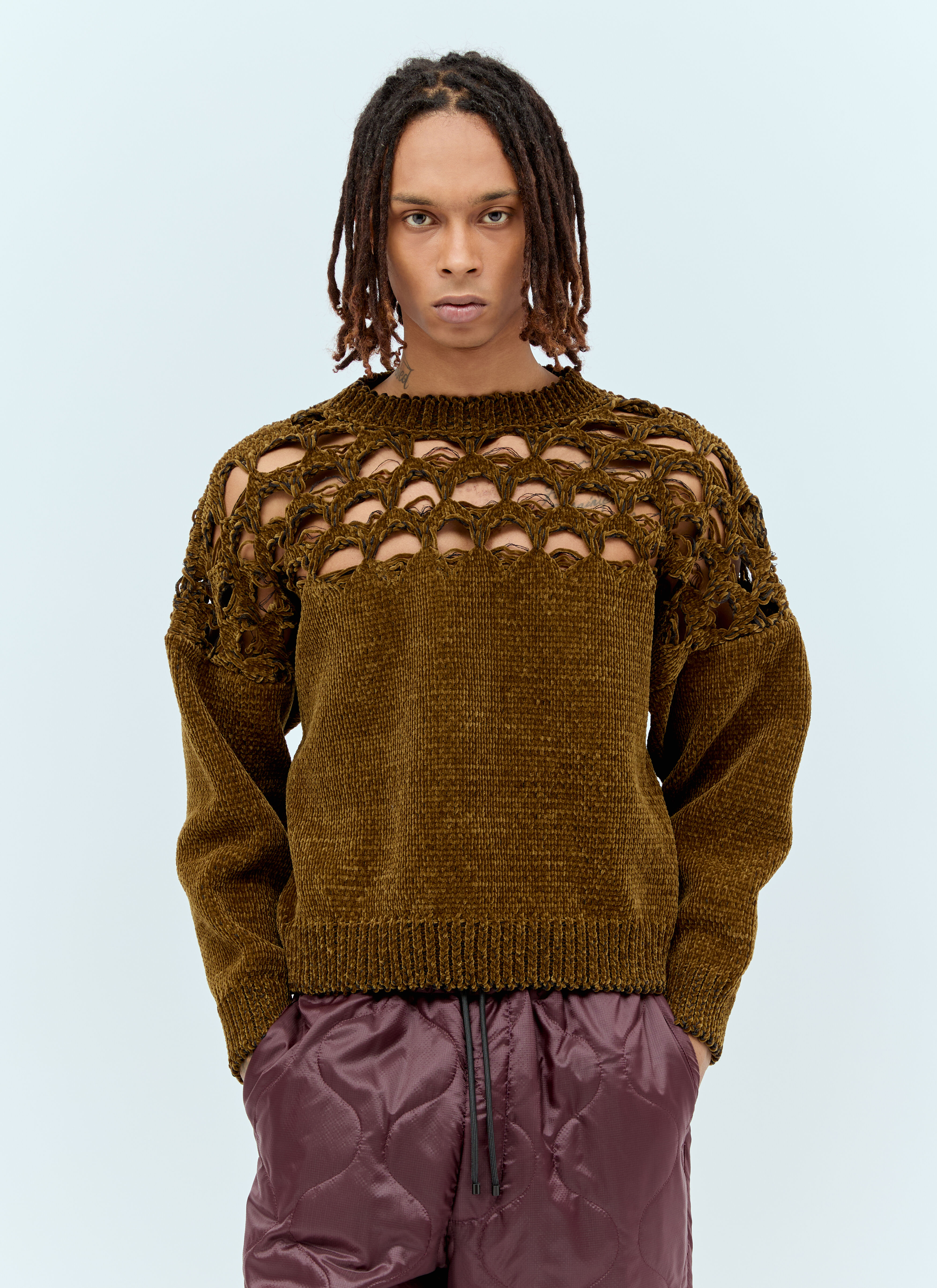 Dries Van Noten Velour Knit Sweater Green dvn0156030