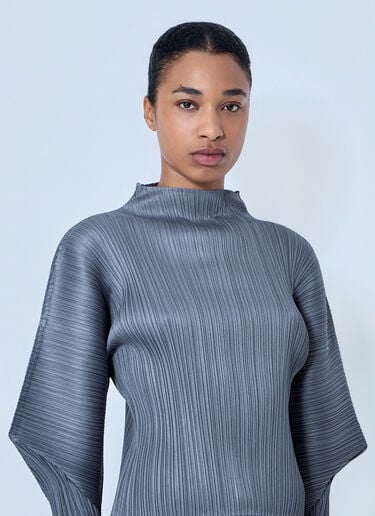 Pleats Please Issey Miyake Pleated High-Neck Top Grey plp0264007