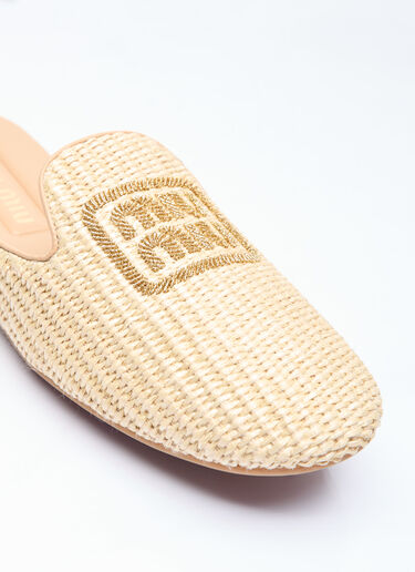 Miu Miu Woven Logo Mules Beige miu0256012