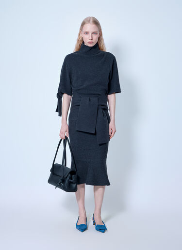 LN-CC® - Jacquemus: La Jupe Fiocco Knot-Detail Midi Skirt - Dark Grey Jacquemus La Jupe Fiocco Knot-Detail Midi Skirt Dark Grey jac0266027